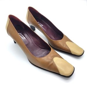 St. James per Spatafora Size 7 (37) Brown Beige Leather Pumps Made in Italy